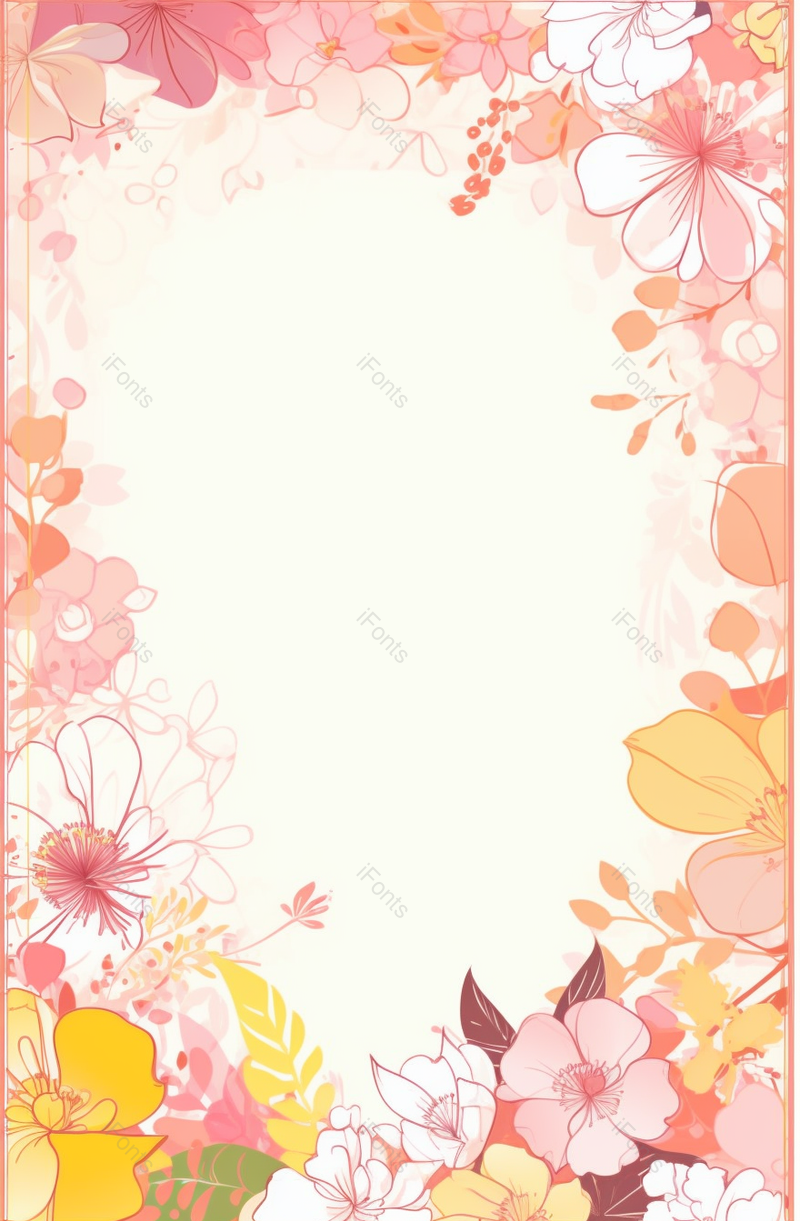 小清新花朵手绘边框效果背景图,插画/手绘图,插画/手绘图库,插画/手绘图下载,插画/手绘